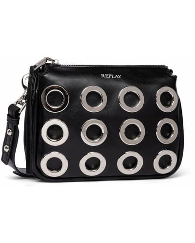 Replay Women's Shoulder Bag With Hole Details - Black