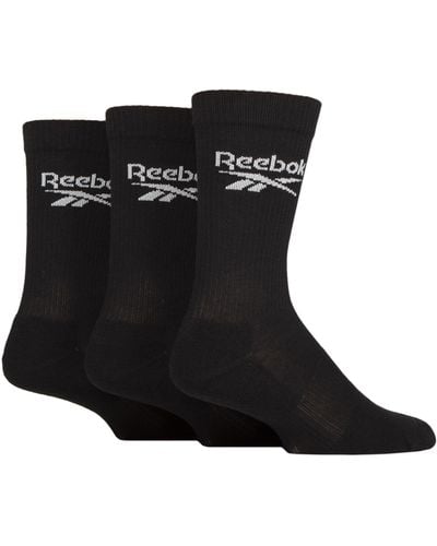 Reebok 'core' Ribbed Cushioned Socks - Unisex, Mens And Ladies Soft Cotton Regular Crew Calf Length With Arch Support And - Black