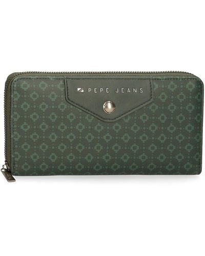 Pepe Jeans Bethany Wallet With Card Holder Green 19.5 X 10 X 2 Cm Faux Leather