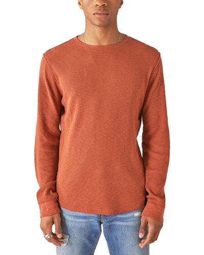 Lucky Brand Garment Dye Thermal Crew Shirt - Orange