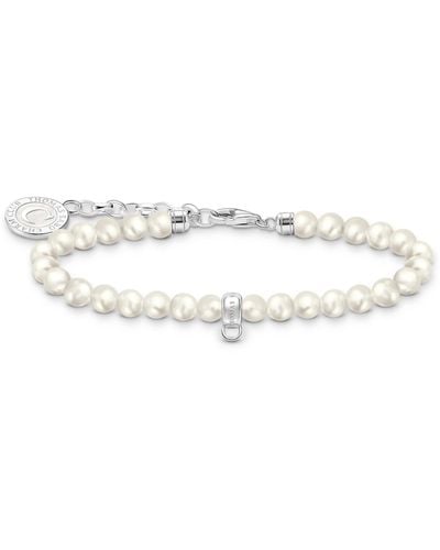 Thomas Sabo Silver Member Charm Bracelet With White Freshwater Pearls 925 Sterling Silver