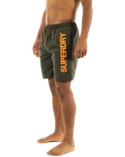 Superdry Short de bain pour homme de 17" en matériau recyclé avec graphisme sportif - Vert