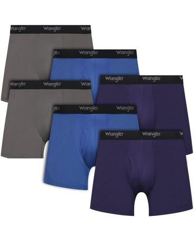 Wrangler S Cooling Boxer Briefs- S Boxer Brief Underwear 6" Inseam For Pack Of 6 - Blue