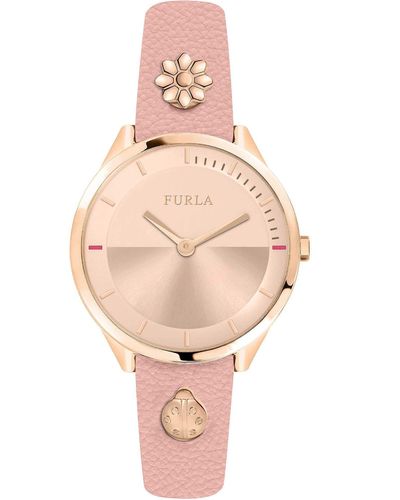 Furla Analog Quarz Uhr mit Leder Armband R4251112509 - Pink
