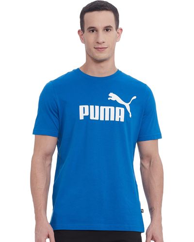 PUMA Uomo Regular Tops T-Shirt con Logo Essentials Uomo M Royal Blue