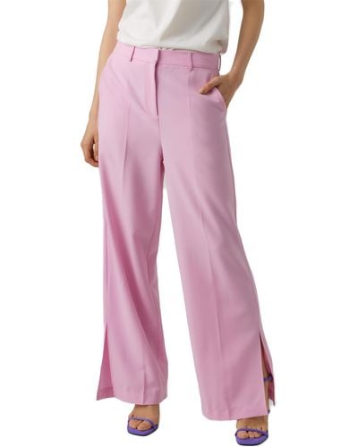 Vero Moda S Wide Slit Dad Trousers Bonbon 30w / 30l - Pink