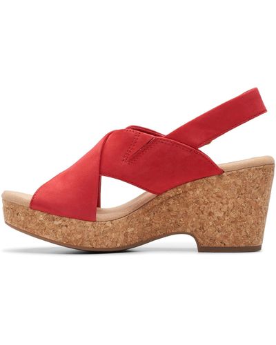 Clarks Giselle Dove Wedge Sandal - Red
