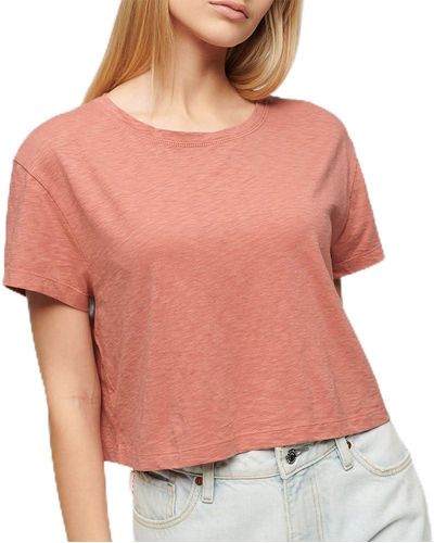 Superdry Slouchy Cropped Short Sleeve T-shirt Xs Pink