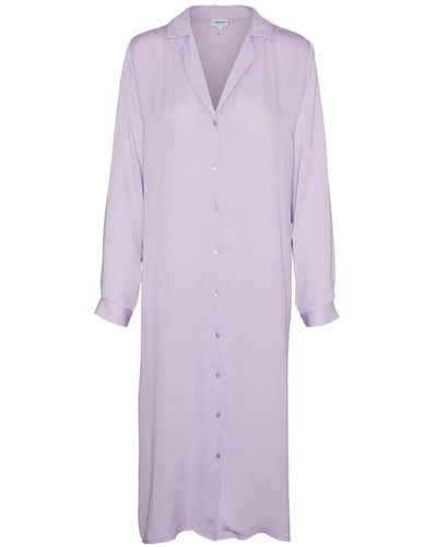 Vero Moda Vmdarcy Ls Calf Shirt Dress Vma - Purple