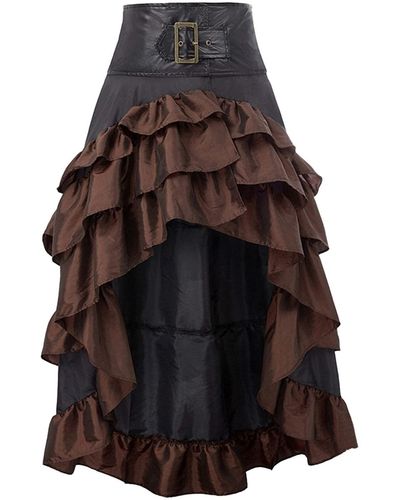 Superdry Steampunk Gothic Skirt Vintage Steampunk Flounce Plain Medieval Vintage Skirt Cake Skirt Burleske Victorian High Low Chiffon - Brown