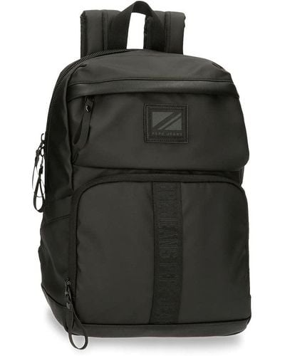 Pepe Jeans Hoxton Adaptable Laptop Backpack 13.3" Black 25 X 36 X 10 Cm Polyester And Pu
