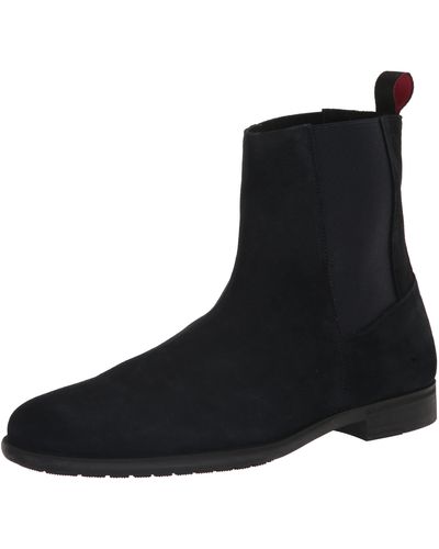 HUGO Smooth Suede Pull On Chelsea Boot Hunting Shoe - Black