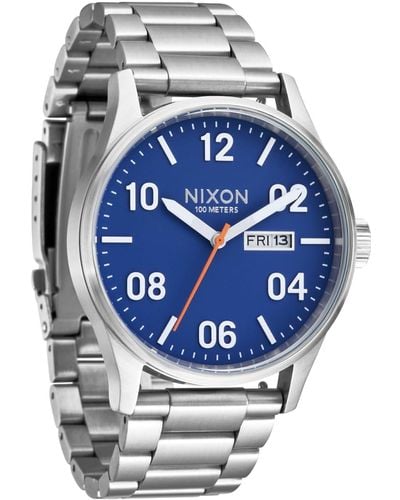 Nixon Sentry Ss Stainless Steel Day/date 42mm Wr 100 Meters S Watch A356 - Grey