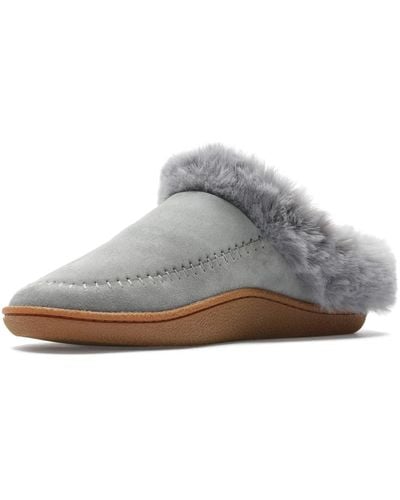 Clarks Pilton Home Suede Slippers In Grey Standard Fit Size 4