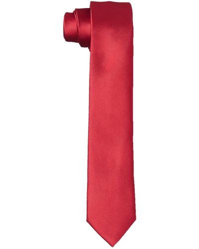 HIKARO Krawatte handgefertigt im Seidenlook 6 cm schmal - Dunkelrot