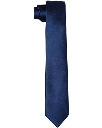 HIKARO Cravatta da uomo sottile realizzata a mano effetto seta 6 cm - Blu notte