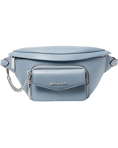 Michael Kors Maisie Large Pebbled Leather 2 In 1 Sling Pack Waist Belt Bag Crossbody Strap - Blue