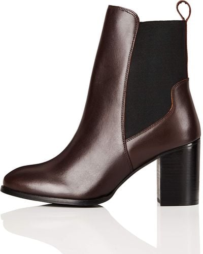 FIND High Heeled Leather Bottes Chelsea - Marron