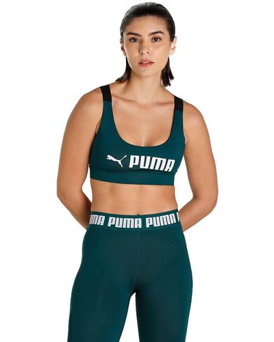 PUMA Sport-BH Fit Mid Impact Damen Trainings-BH - Blau
