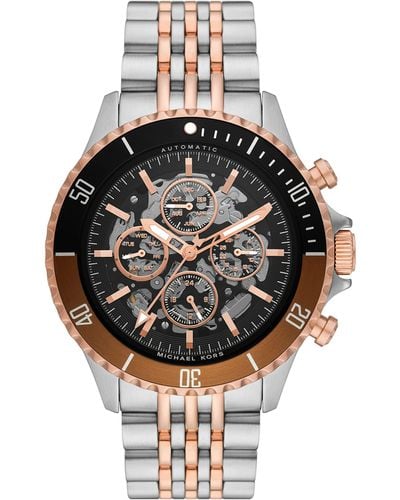 Michael Kors Bayville Automatic Watch With Stainless Steel Strap - Metallic