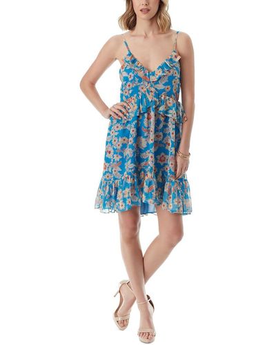 Jessica Simpson S Southern Beauties Floral Print Chiffon Sundress Blue L