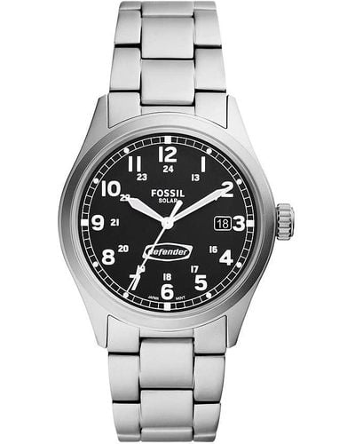 Fossil Defender Solar-powered Stainless Steel Watch - Metallic