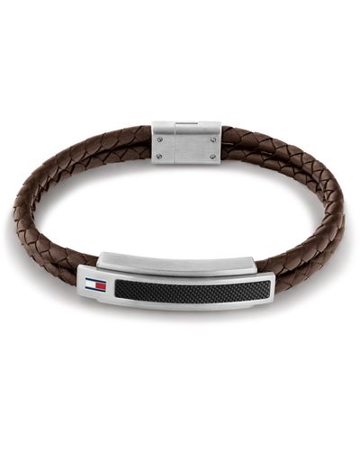 Tommy Hilfiger Jewellery Carbon Fibre Leather Bracelet Color: Brown - Black