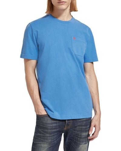 Scotch & Soda Regular Fit Chest Pocket Jersey T-Shirt in Organic Cotton - Blau