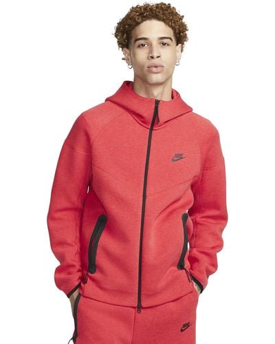Nike Felpa con cappuccio e zip a tutta lunghezza sportswear tech fleece windrunner - Rosso