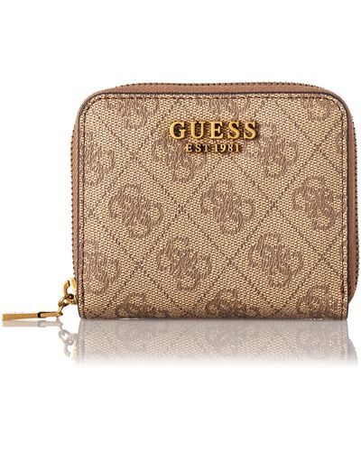 Guess Womens Laurel Small Zip Around Wallet in Natural | Lyst