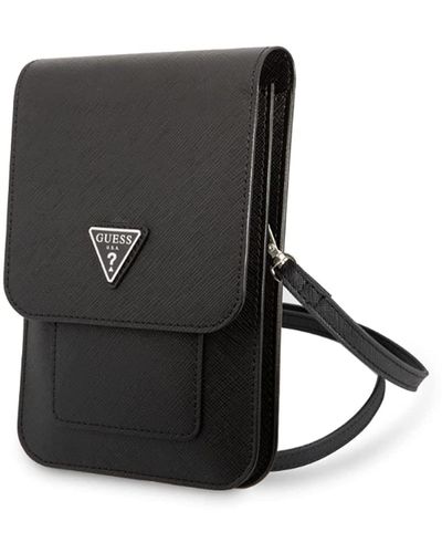 Guess PU Saffiano Triangle Logo Phone Bag Black - GUWBSATMBK - Schwarz