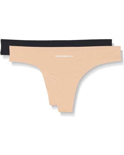 Emporio Armani Underwear Basic Bonding Microfiber 2-Pack Thong sous-vêtement - Noir