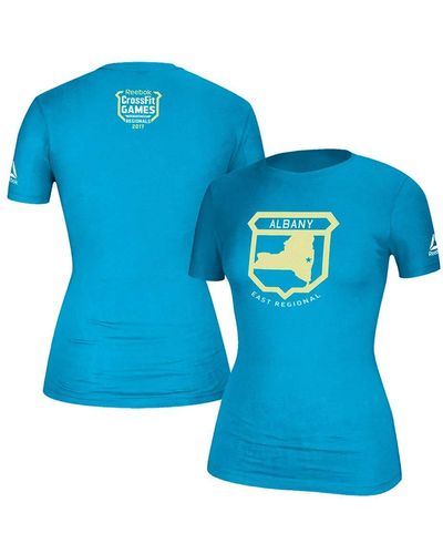 Reebok 2017 Crossfit Games Turquoise Her Super Regional Icon Tee Boyfriend Crew T-shirt Cr7368 - Blue
