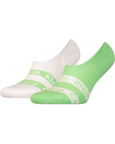 Calvin Klein Logo Ribbon High Cut Footie Socks - Verde