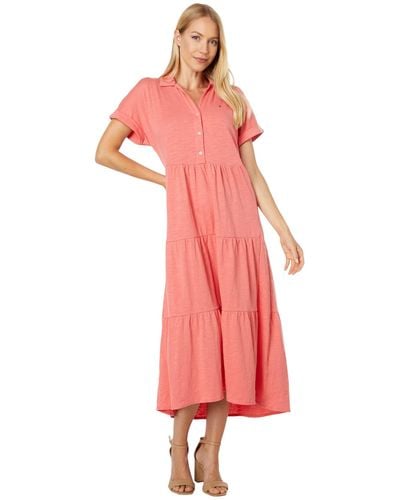 Tommy Hilfiger Tiered Skirt Maxi Short Sleeve Casual Dress