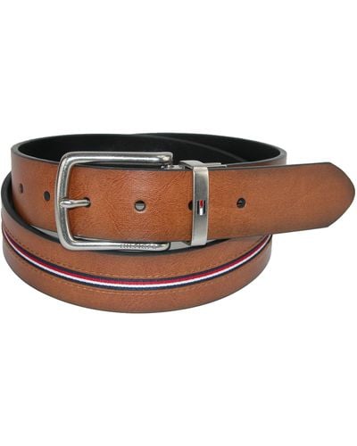 Tommy Hilfiger Reversible Jean Belt With Ribbon Inlay - Brown