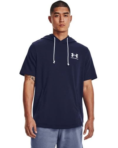Under Armour Rival Terry Lc Short Sleeve Hoodie 3XL - Blu