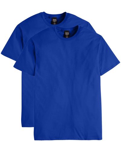 Hanes Big And Tall Nano Premium Cotton T-shirt - Blue