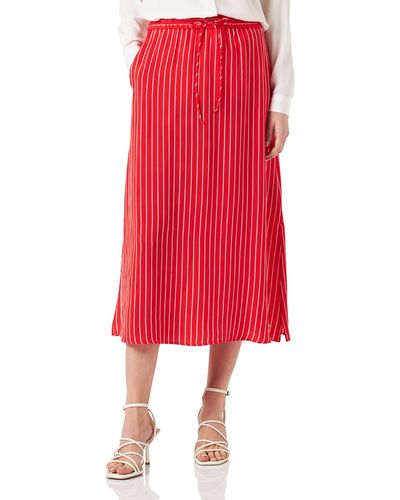 Tommy Hilfiger Cupro Rope Skirt Midi Length - Red