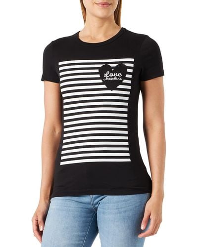 Love Moschino T- Shirt à ches Courtes Coupe ajustée - Noir