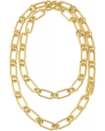 Michael Kors Premium Mk Statement Link 14k Gold-plated Empire Chain Double Layer Necklace - Metallic
