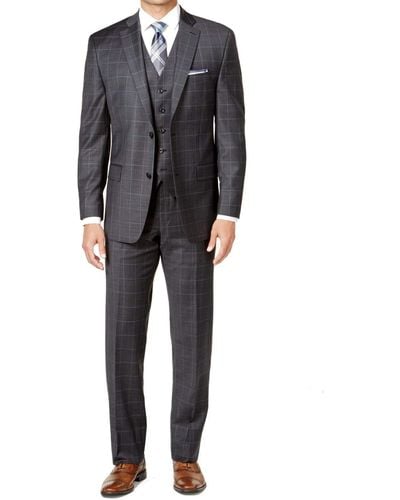 Michael Kors S Classic Fit Two Button Formal Suit Greyblue 46/unfinished - Black