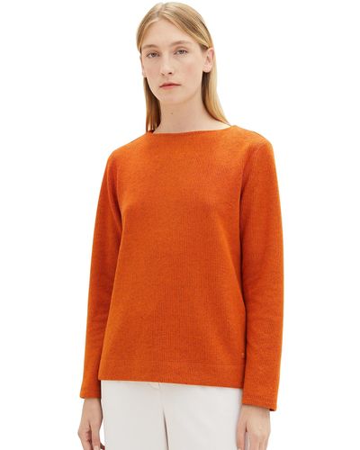 Tom Tailor 1039278 Sweatshirt mit Rippstruktur - Orange