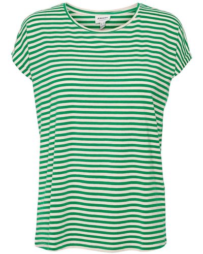 Vero Moda Vmava Plain SS Top Stripe Ga Jrs Noos T-Shirt - Verde