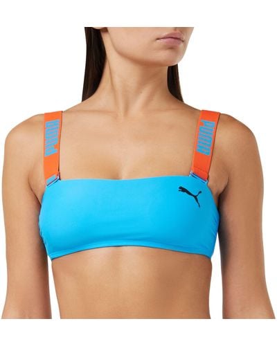 PUMA Swimwear Bandeau Parte Superior de Bikini - Azul