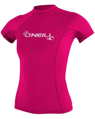 O'neill Sportswear Basic Skins UPF 50+ Short Sleeve Rash Guard - Rosa