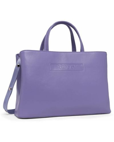 Replay Women's Handbag Made Of Faux Leather - Purple