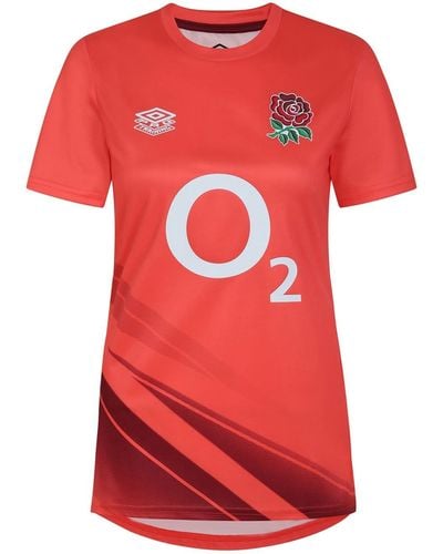 Umbro S England Rugby Warm Up Shirt 2023 2024 Hot Coral/red L
