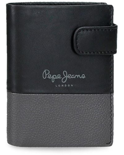 Pepe Jeans Dual Cartera Horizontal con Monedero Negro 11,5x8x1 cms Piel