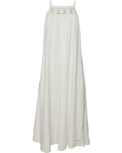 Superdry Vintage Long Halter Cami Dress W8011411A Ecru 8 Mujer - Blanco